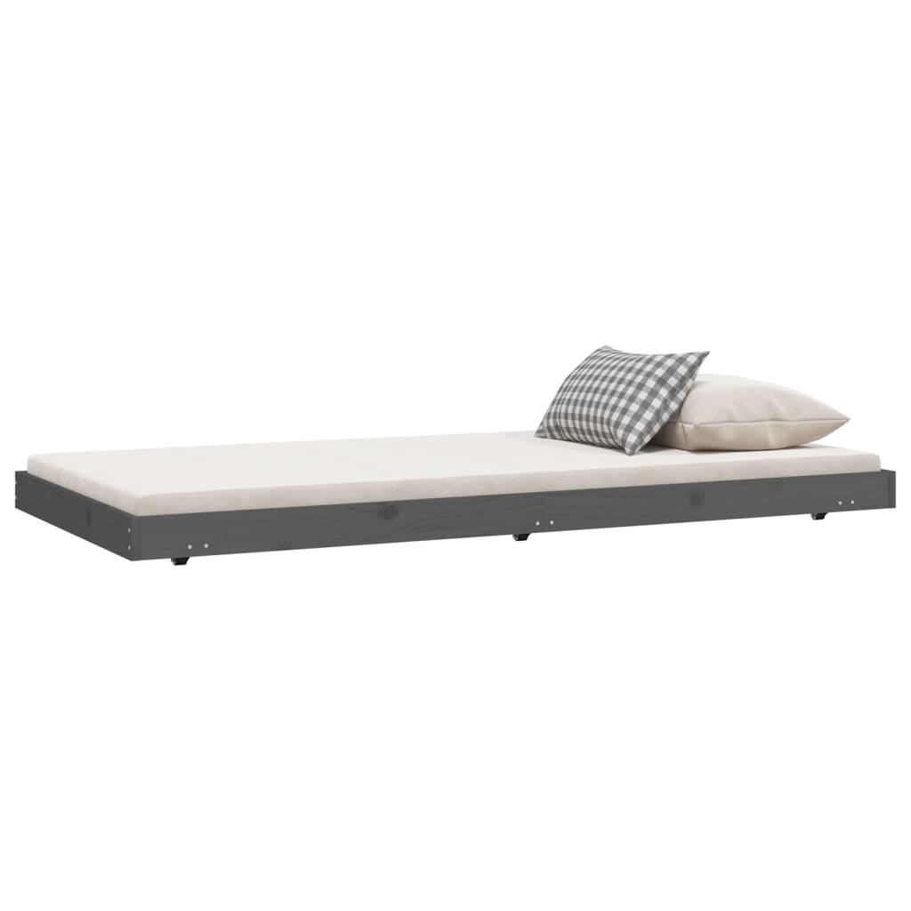 Gray pinewater wooden bed structure 75x190 cm