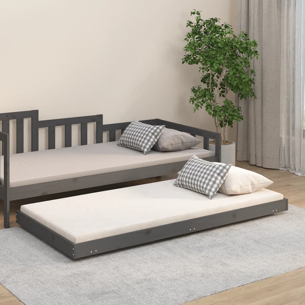 Vetonek Estructura de cama madera maciza de pino gris 75x190 cm