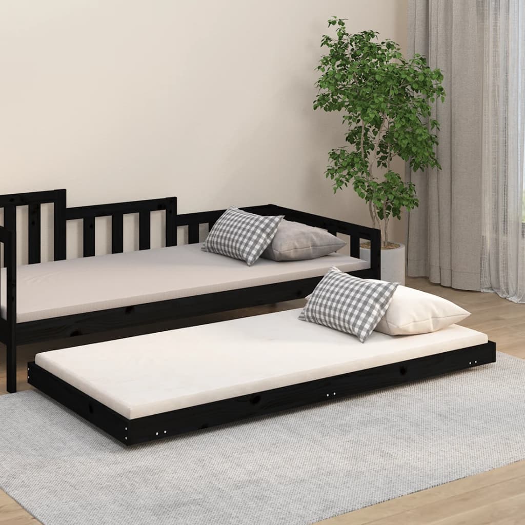 Vetonek Estructura de cama madera maciza de pino negro 75x190 cm