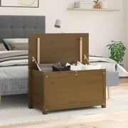 Caixa de armazenamento em madeira maciça de pinho marrom mel 80x40x45,5 cm v0620 Vetonek