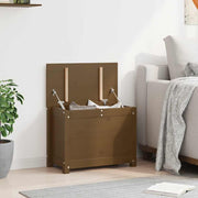 Caixa de arrumação em madeira maciça de pinho castanho mel 60x32x45,5 cm - Vetonek