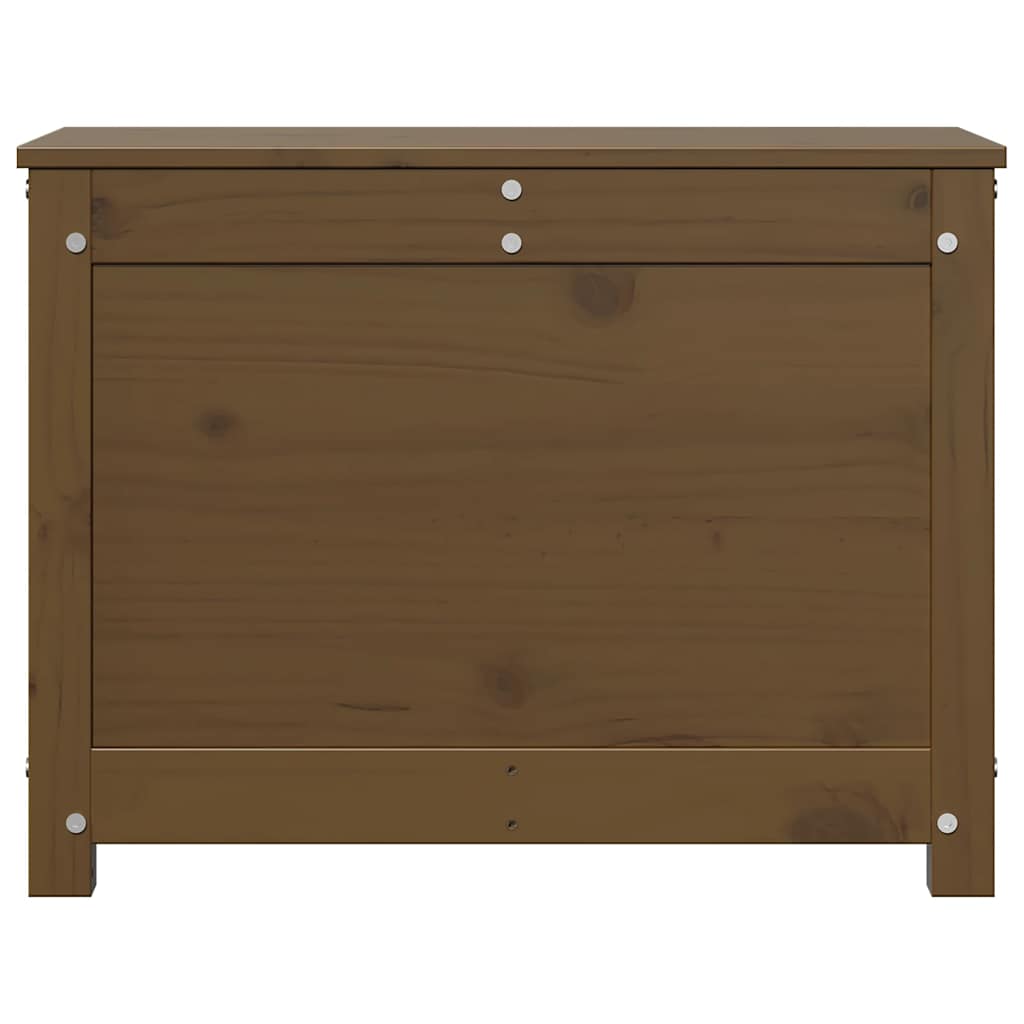 Caixa de arrumação em madeira maciça de pinho castanho mel 60x32x45,5 cm - Vetonek