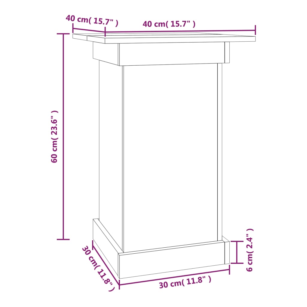 Soporte para plantas madera maciza de pino blanco 40x40x60 cm