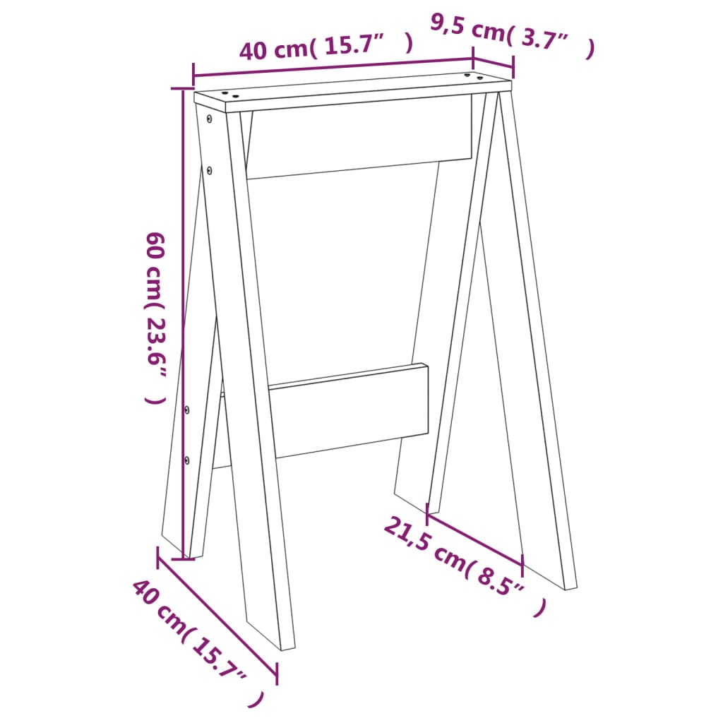 Taburetes 2 unità legno massiccio di pino 40x40x60 cm