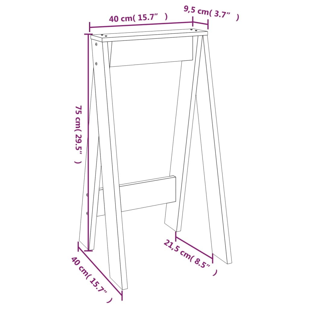 Taburetes 2 unità Maciza Wood di pino bianco 40x40x75 cm