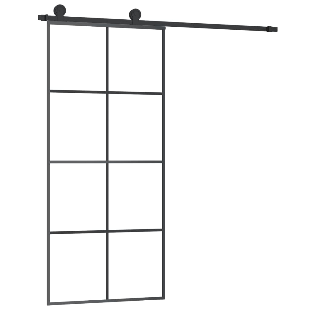 Sliding door with ESG glass hardware set aluminum 90x205 cm 