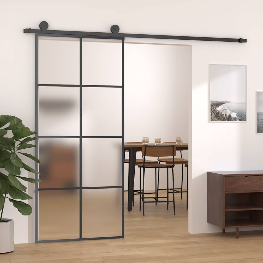 Sliding door with hardware set ESG glass aluminum 90x205 cm 