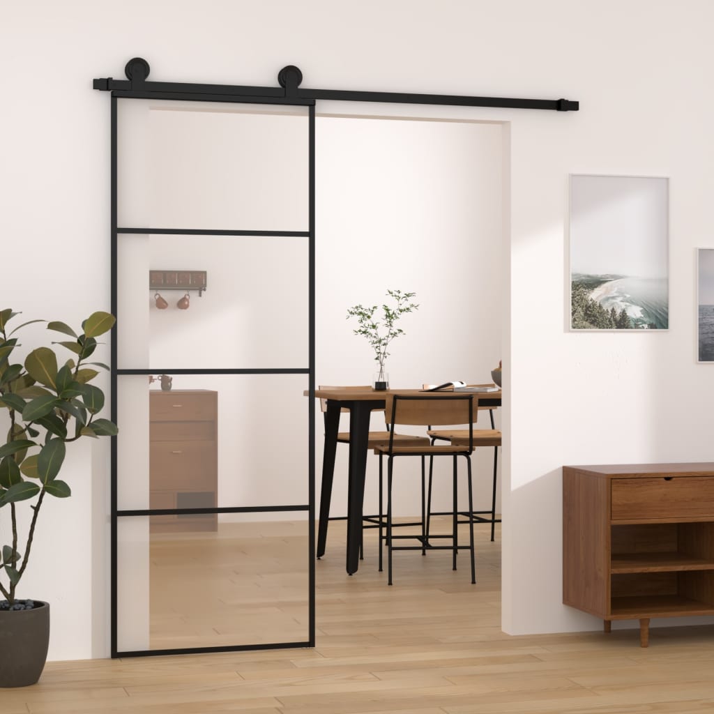 Sliding door with ESG glass and aluminum fittings set 76x205 cm 