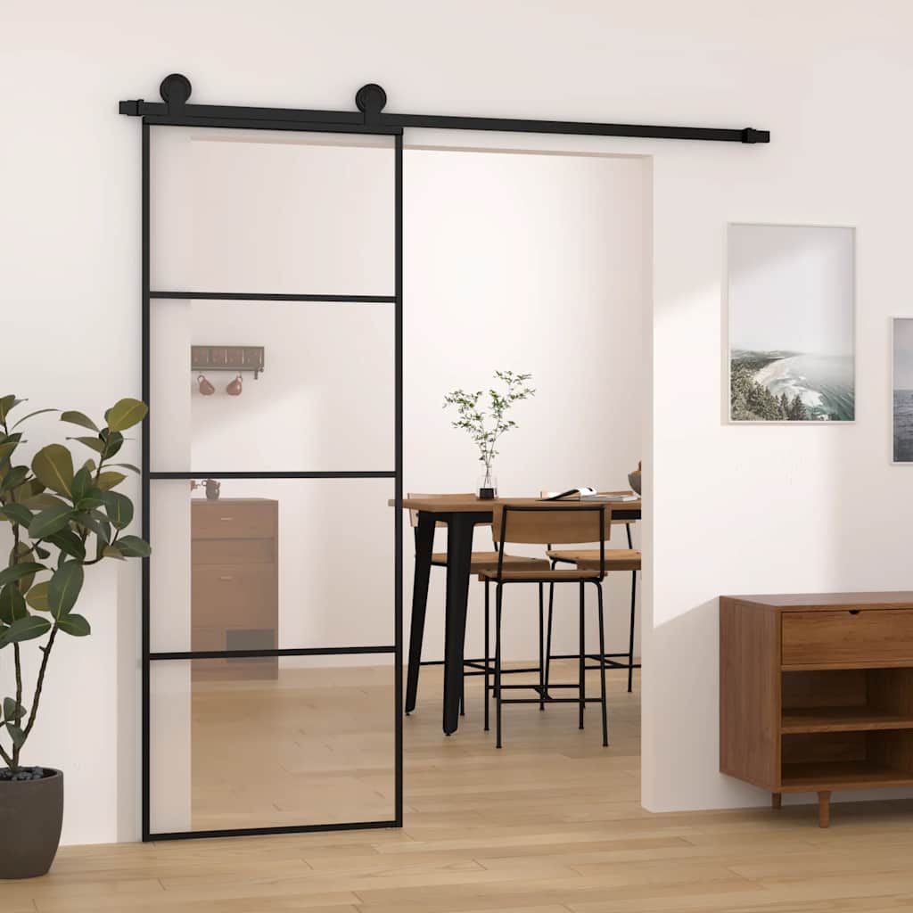 Sliding door with ESG glass hardware set aluminum 76x205 cm 