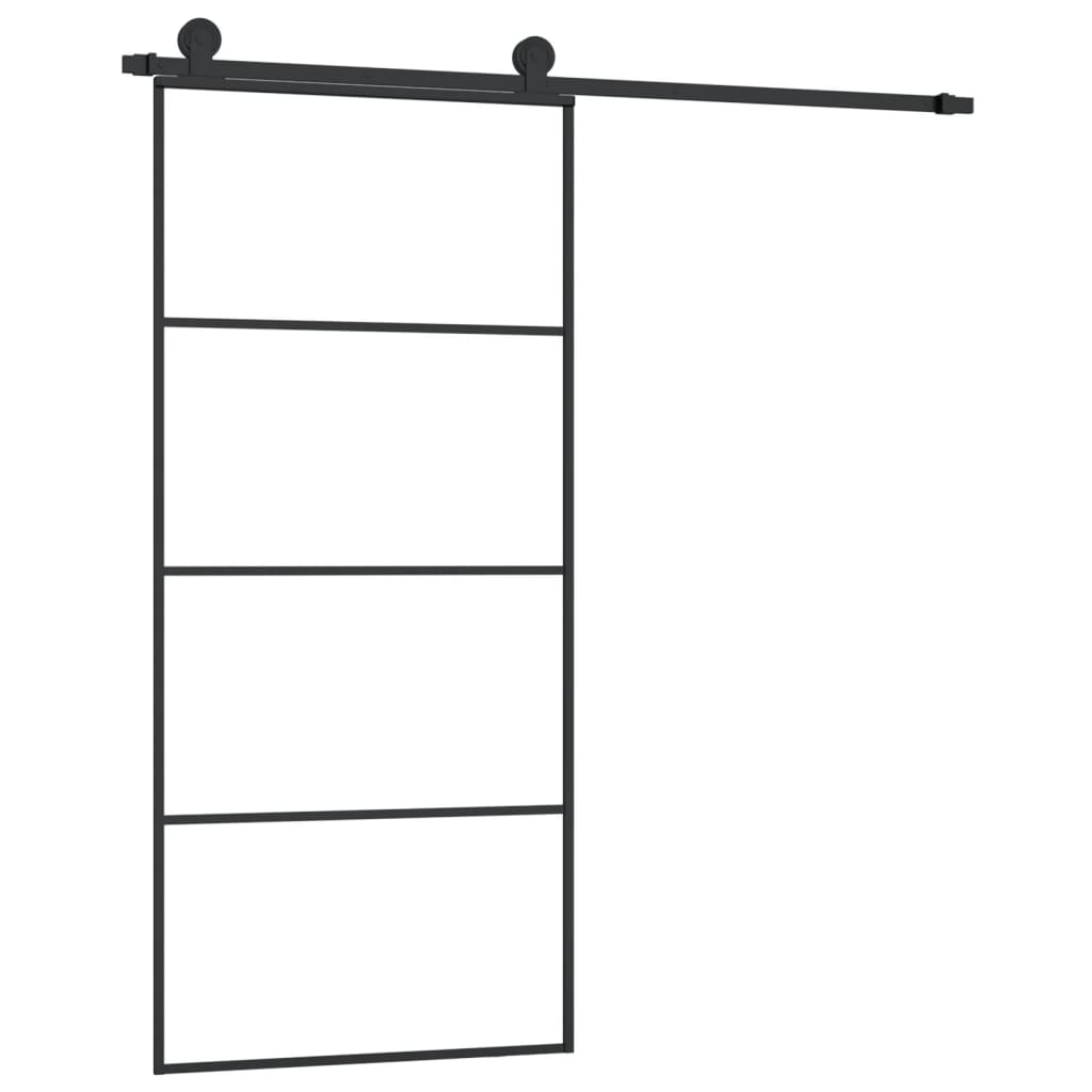 Sliding door with hardware set, ESG glass, aluminum, 90x205 cm 
