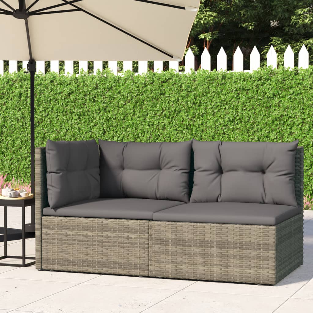 Vetonek Set de muebles de jardín 2 pzas cojines ratán sintético gris