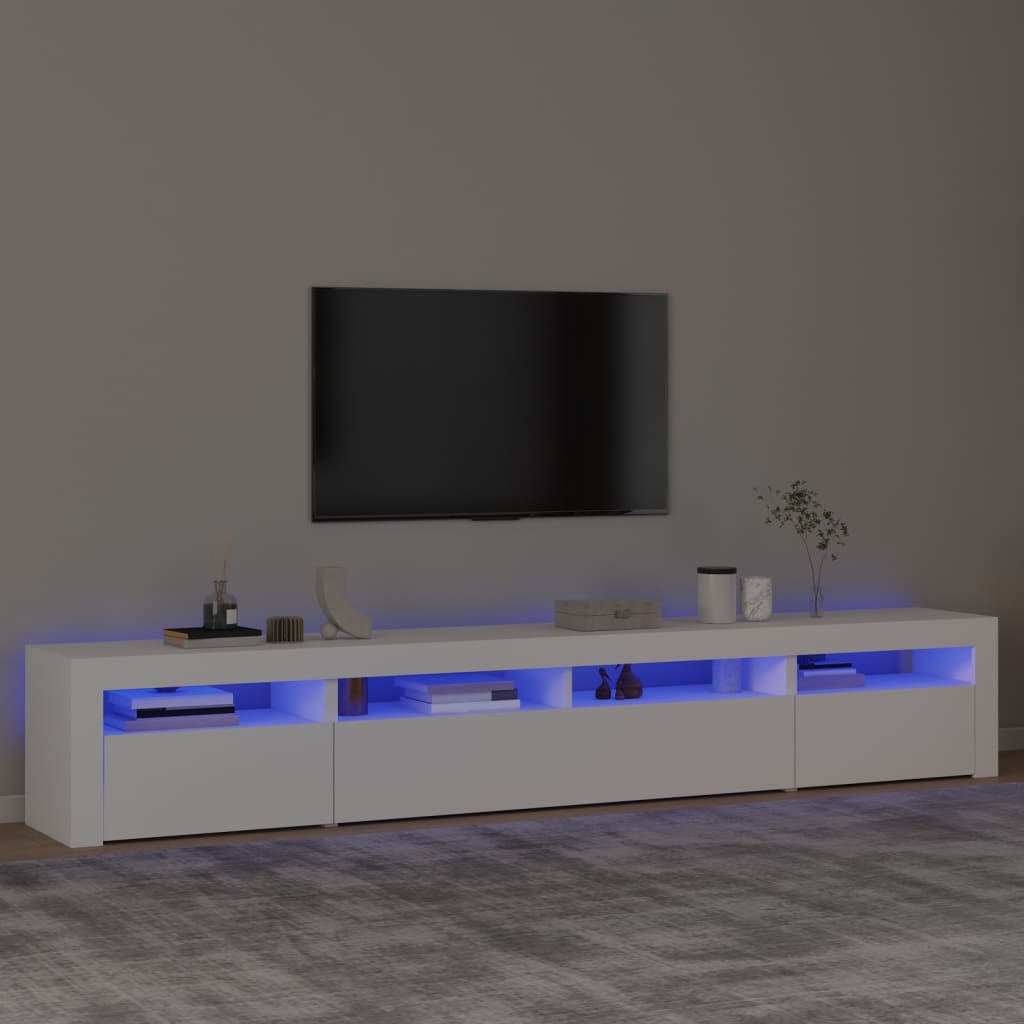 Vetonek Mueble de TV con luces LED blanco 240x35x40 cm