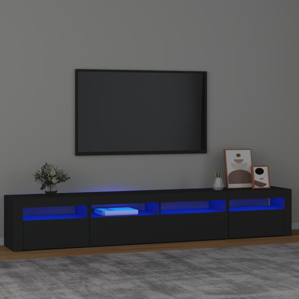 Vetonek Mueble de TV con luces LED Negro 240x35x40 cm