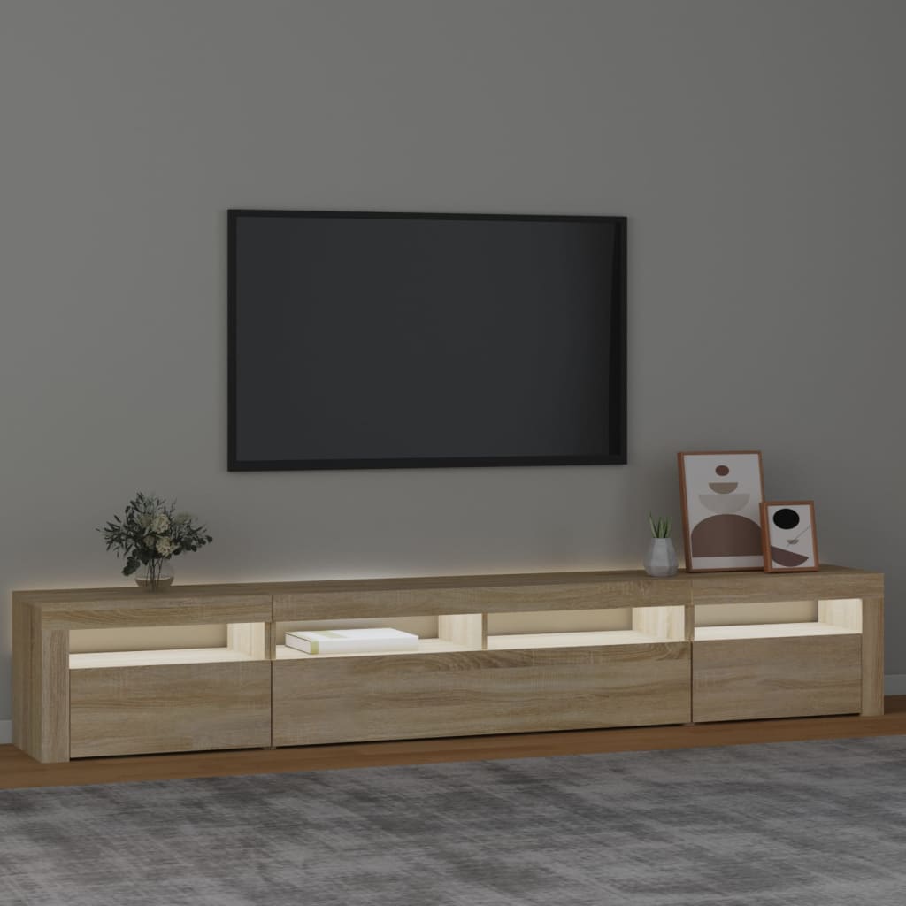 Mueble de TV con luces LED roble Sonoma 240x35x40 cm vidaXL