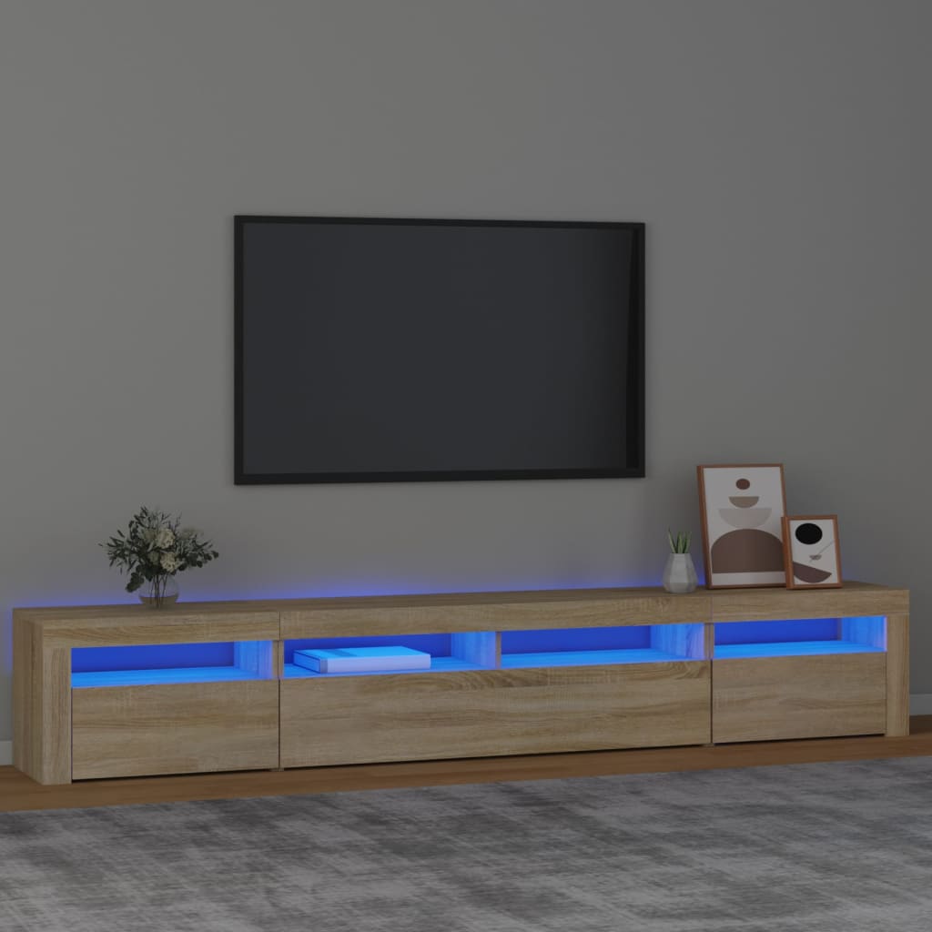 Vetonek Mueble de TV con luces LED roble Sonoma 240x35x40 cm