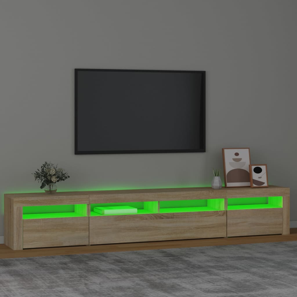 Mueble de TV con luces LED roble Sonoma 240x35x40 cm vidaXL