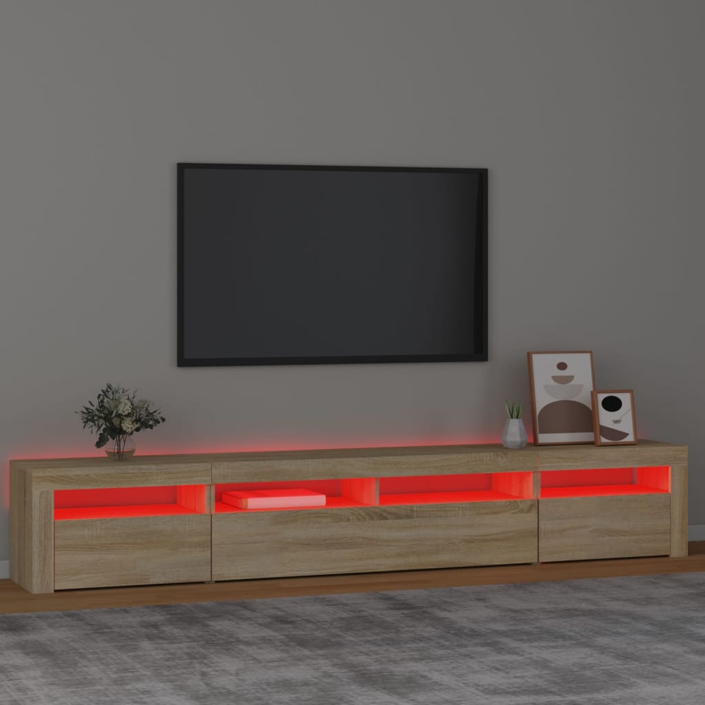 Mueble de TV con luces LED roble Sonoma 240x35x40 cm vidaXL