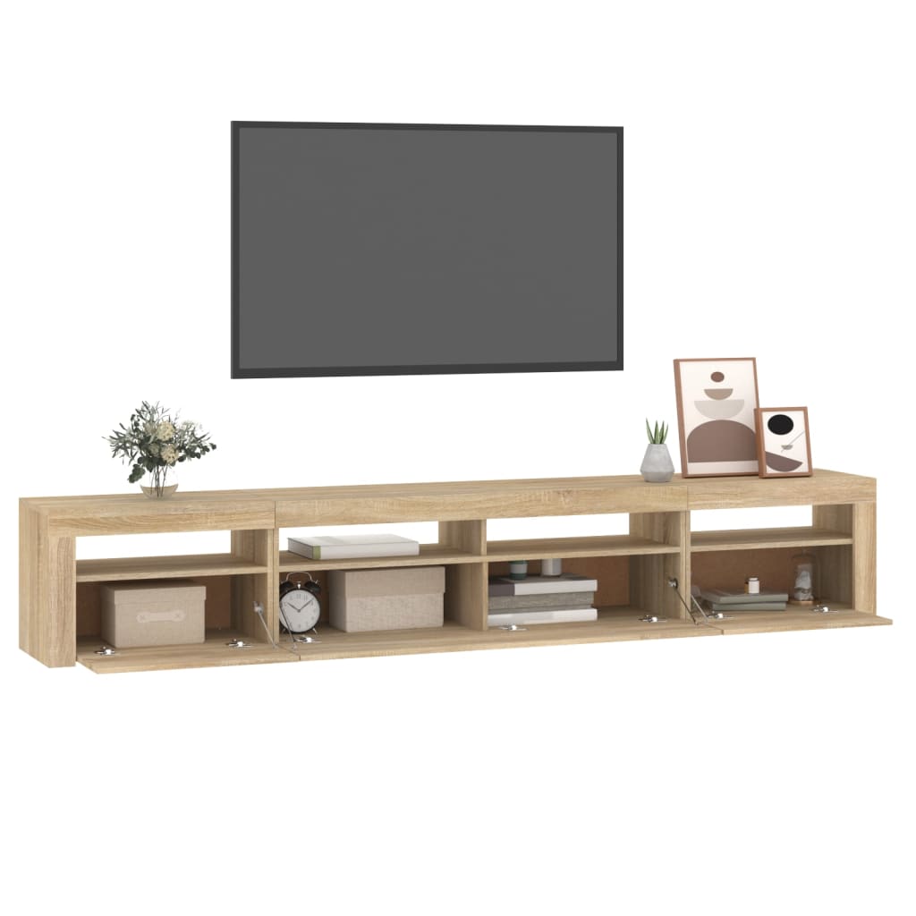 Mueble de TV con luces LED roble Sonoma 240x35x40 cm vidaXL