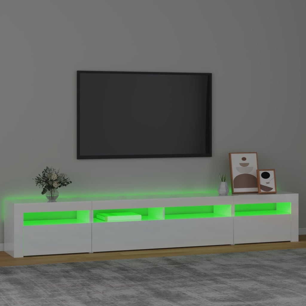 Mueble de TV con luces LED blanco brillante 240x35x40 cm vidaXL