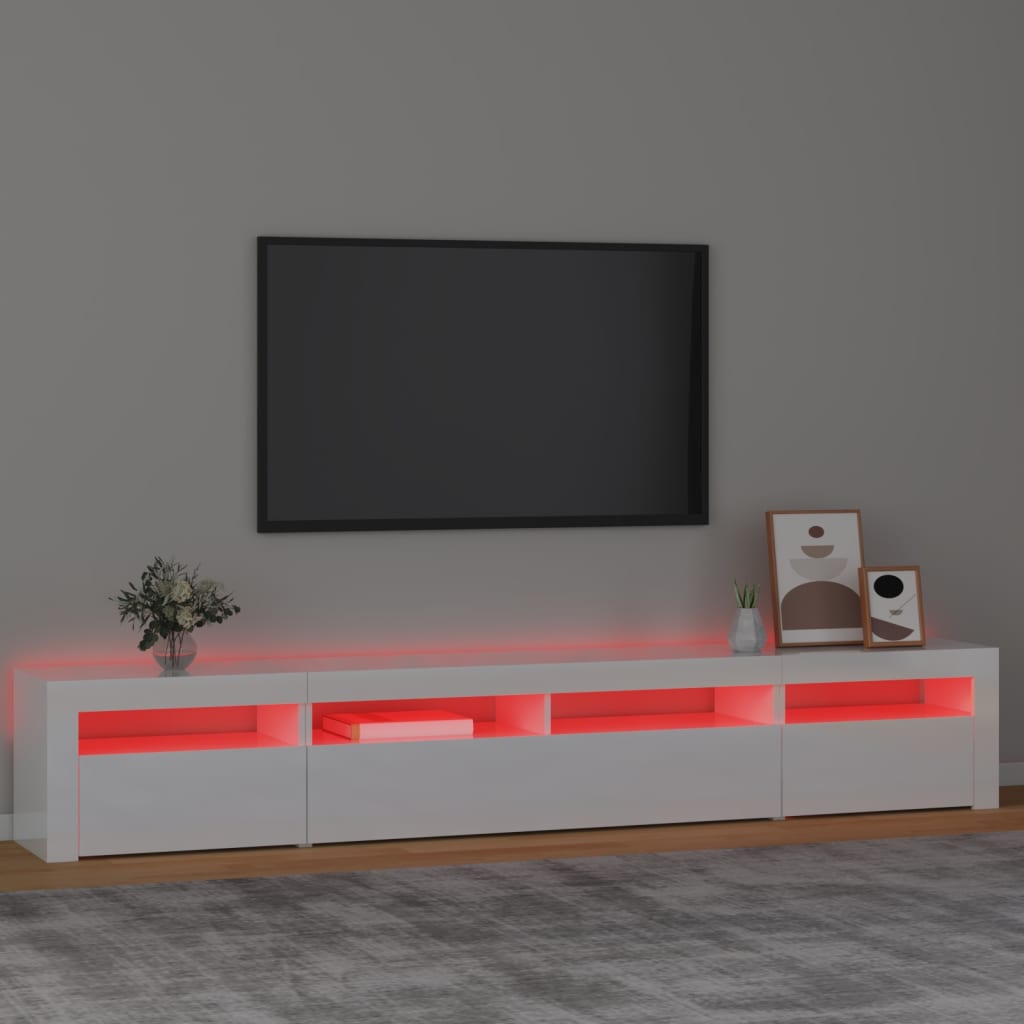 Mueble de TV con luces LED blanco brillante 240x35x40 cm vidaXL