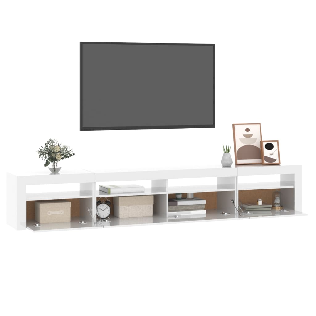 Mueble de TV con luces LED blanco brillante 240x35x40 cm vidaXL