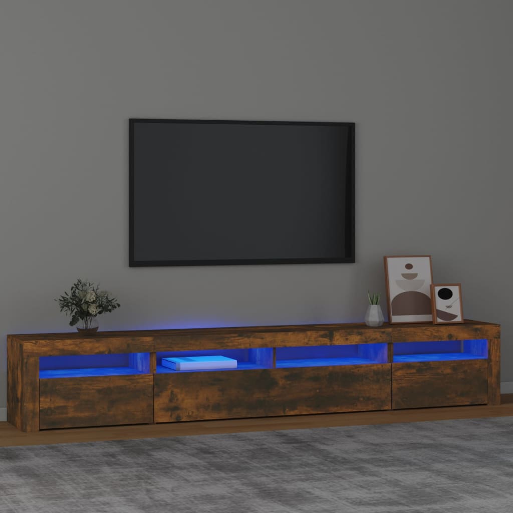 Vetonek Mueble de TV con luces LED color roble ahumado 240x35x40 cm