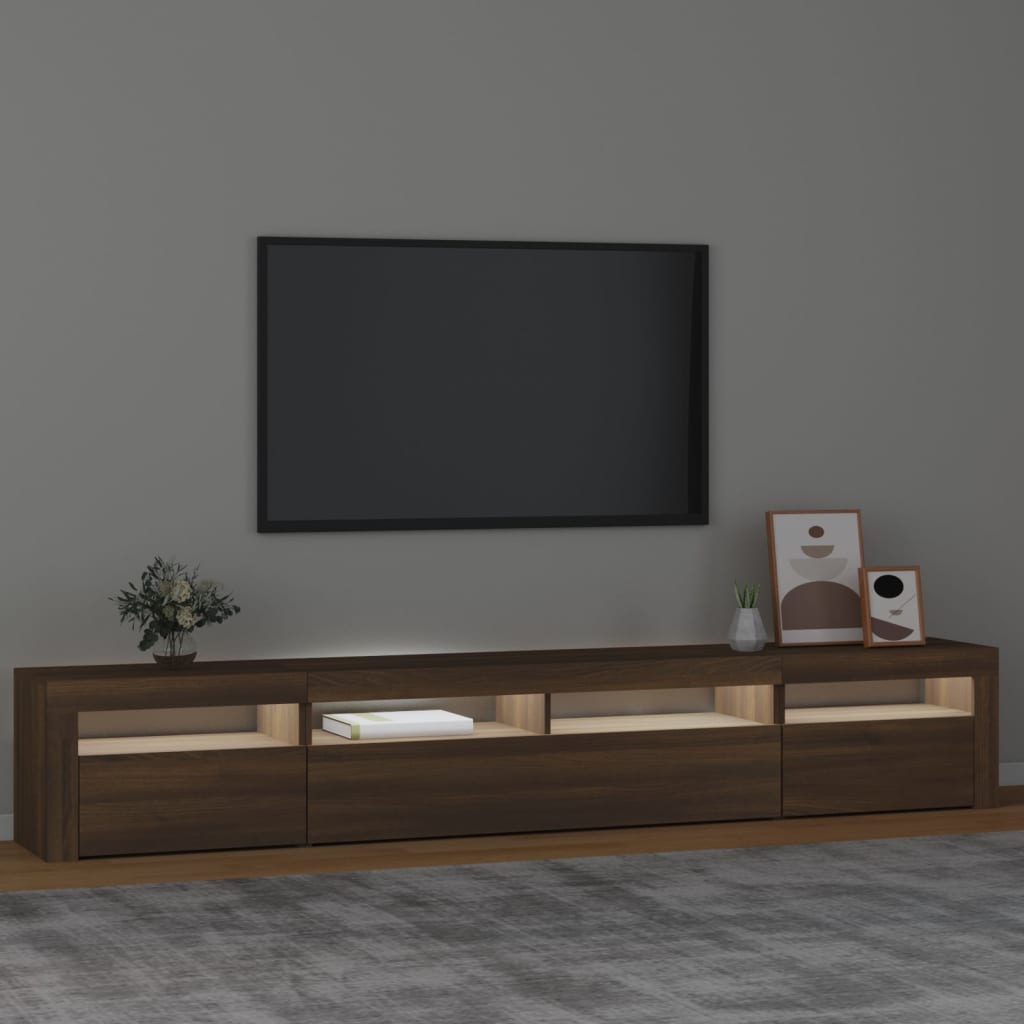 Mobili TV con luci a LED marrone 240x35x40 cm