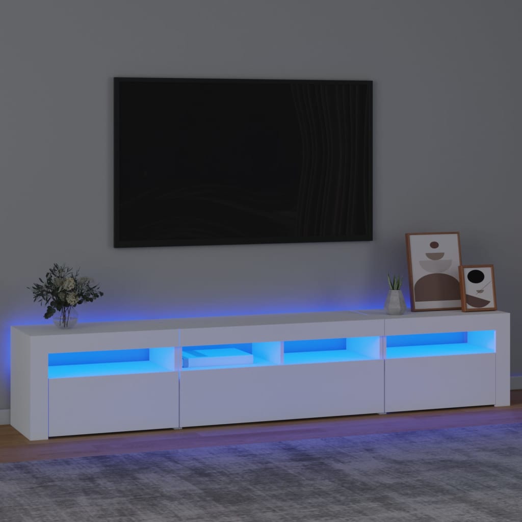 Vetonek Mueble de TV con luces LED blanco 210x35x40 cm