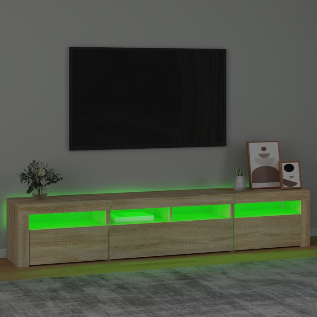 Mueble de TV con luces LED roble Sonoma 210x35x40 cm vidaXL