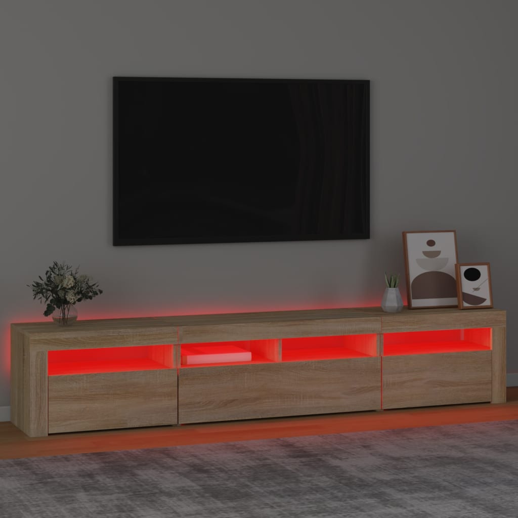 Mueble de TV con luces LED roble Sonoma 210x35x40 cm vidaXL