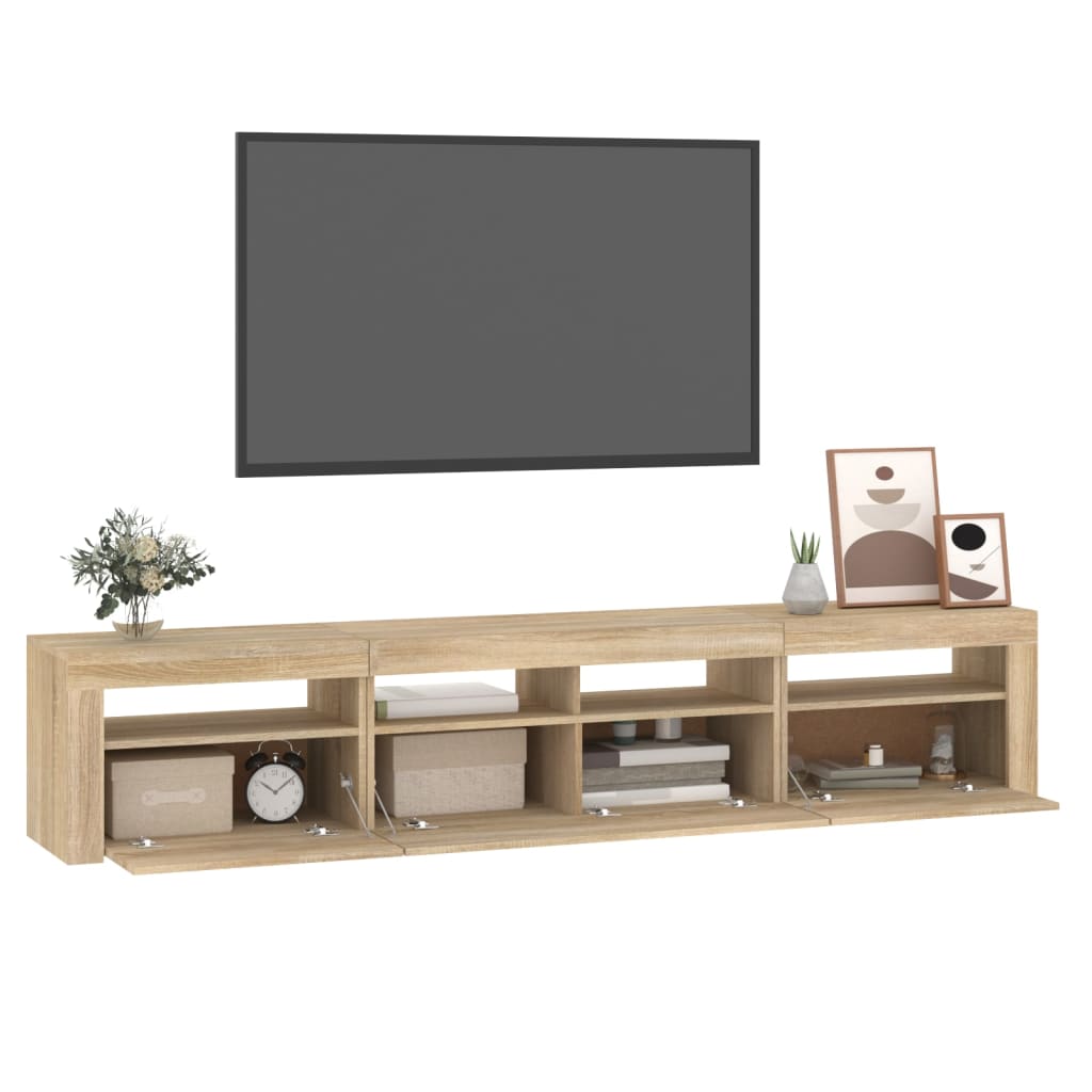 Mueble de TV con luces LED roble Sonoma 210x35x40 cm vidaXL