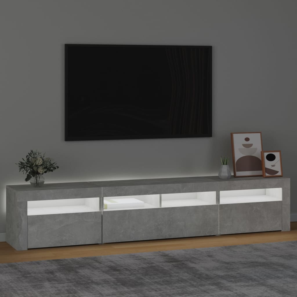 Mobile TV con luci a LED grigio 210x35x40 cm