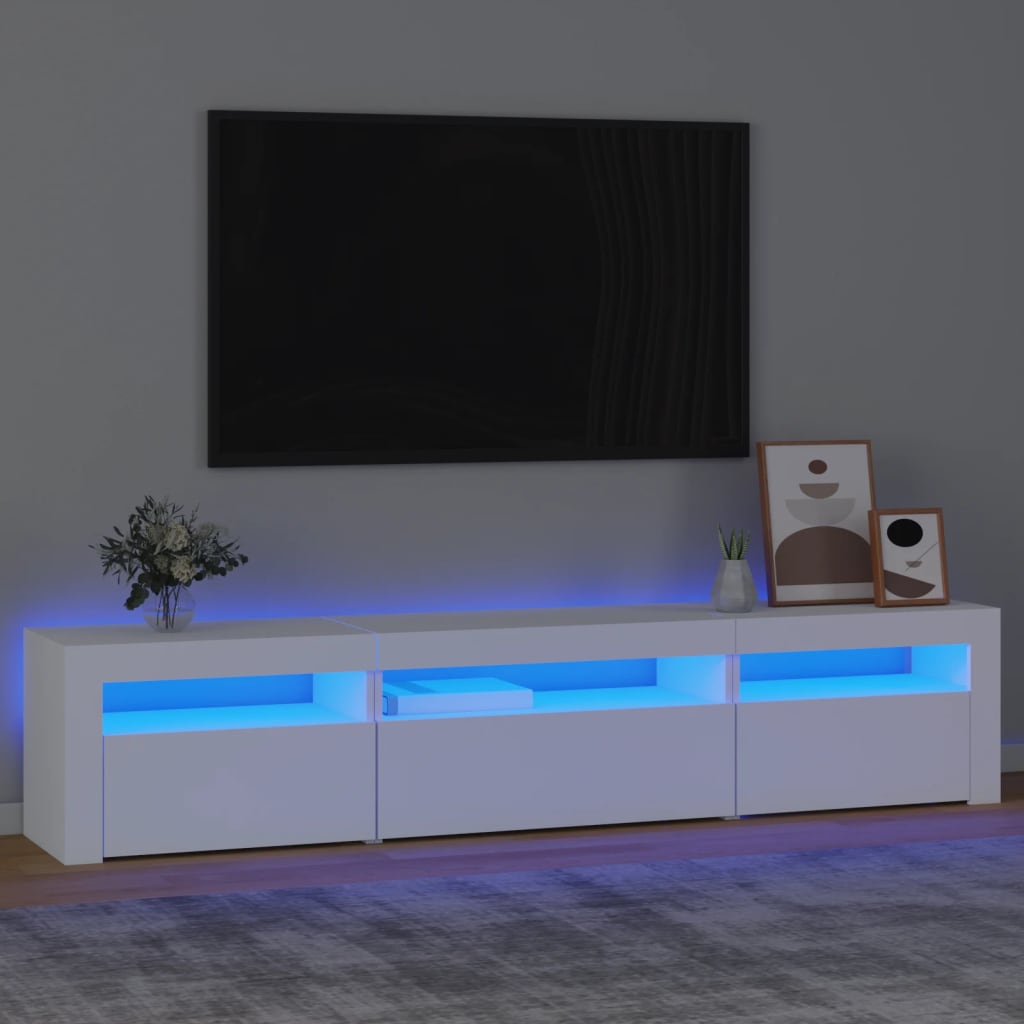 Vetonek Mueble de TV con luces LED blanco 195x35x40 cm