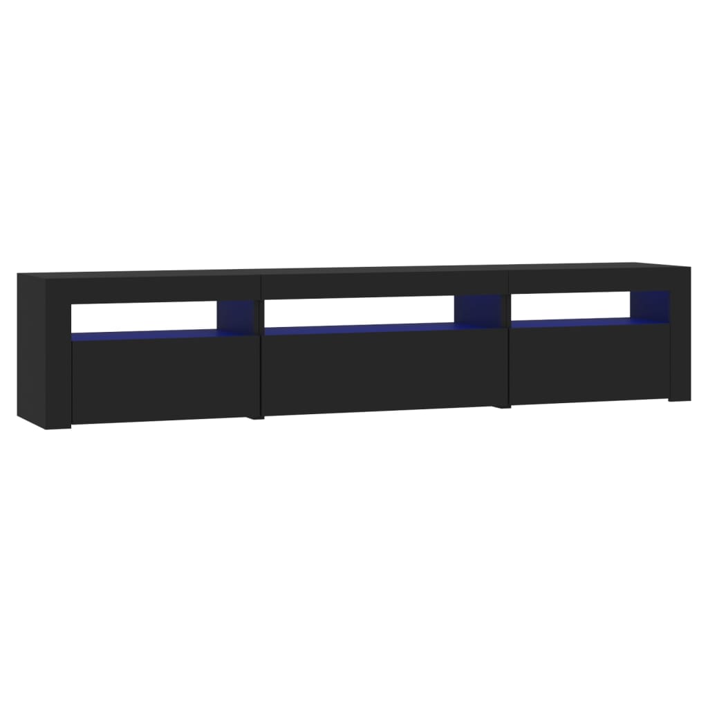 Mueble de TV con luces LED negro 195x35x40 cm vidaXL