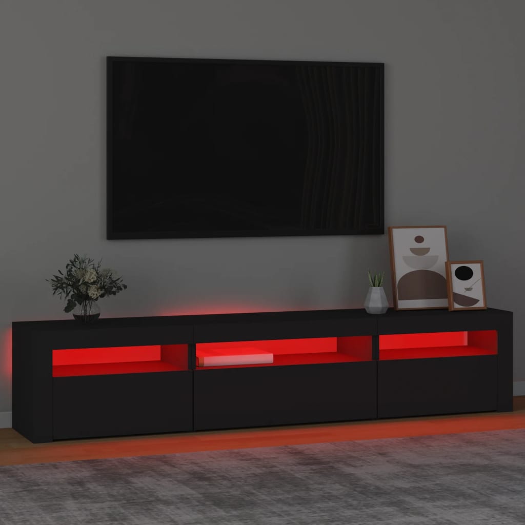 Mueble de TV con luces LED negro 195x35x40 cm vidaXL