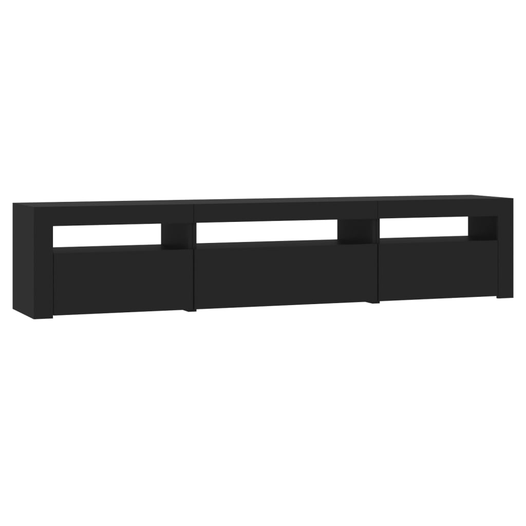 Mueble de TV con luces LED negro 195x35x40 cm vidaXL