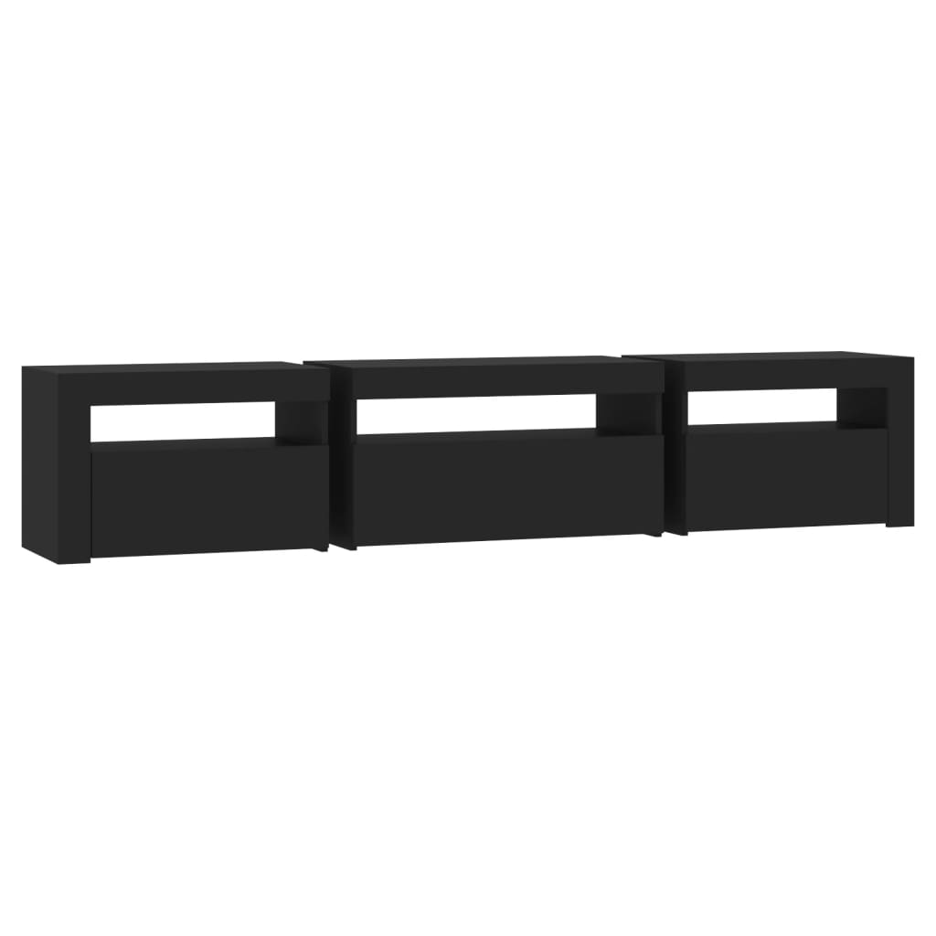 Mueble de TV con luces LED negro 195x35x40 cm vidaXL