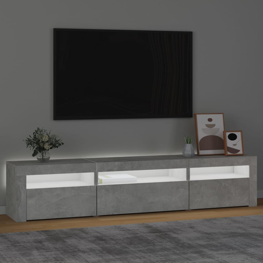 Gabinetto TV con luci a LED grigie in cemento 195x35x40 cm