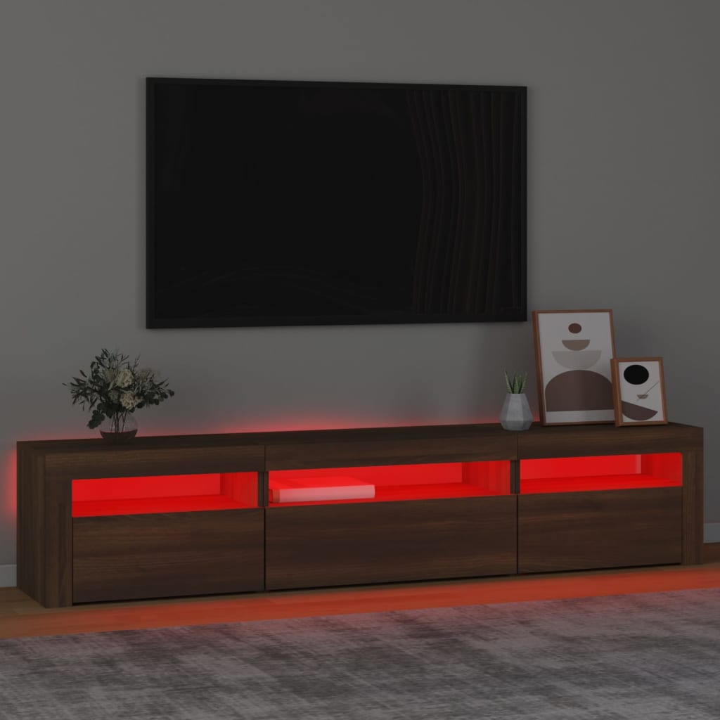 Mueble de TV con luces LED marrón roble 195x35x40 cm vidaXL