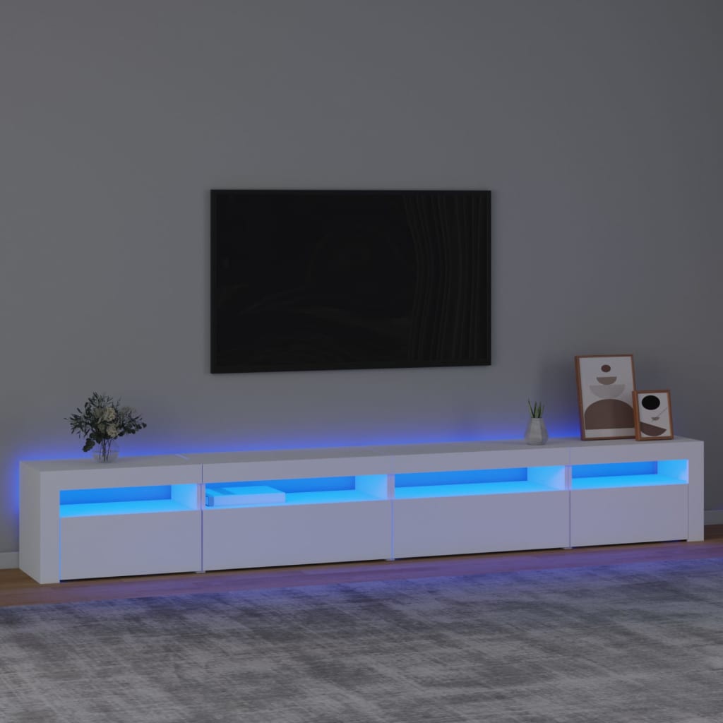 Vetonek Mueble de TV con luces LED blanco 270x35x40 cm