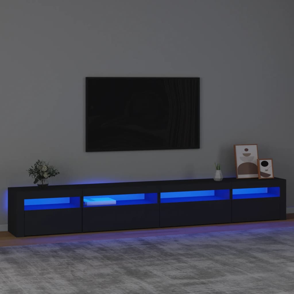 Vetonek Mueble de TV con luces LED Negro 270x35x40 cm