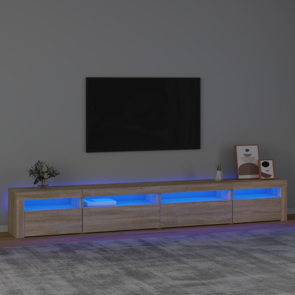 Vetonek Mueble de TV con luces LED roble Sonoma 270x35x40 cm