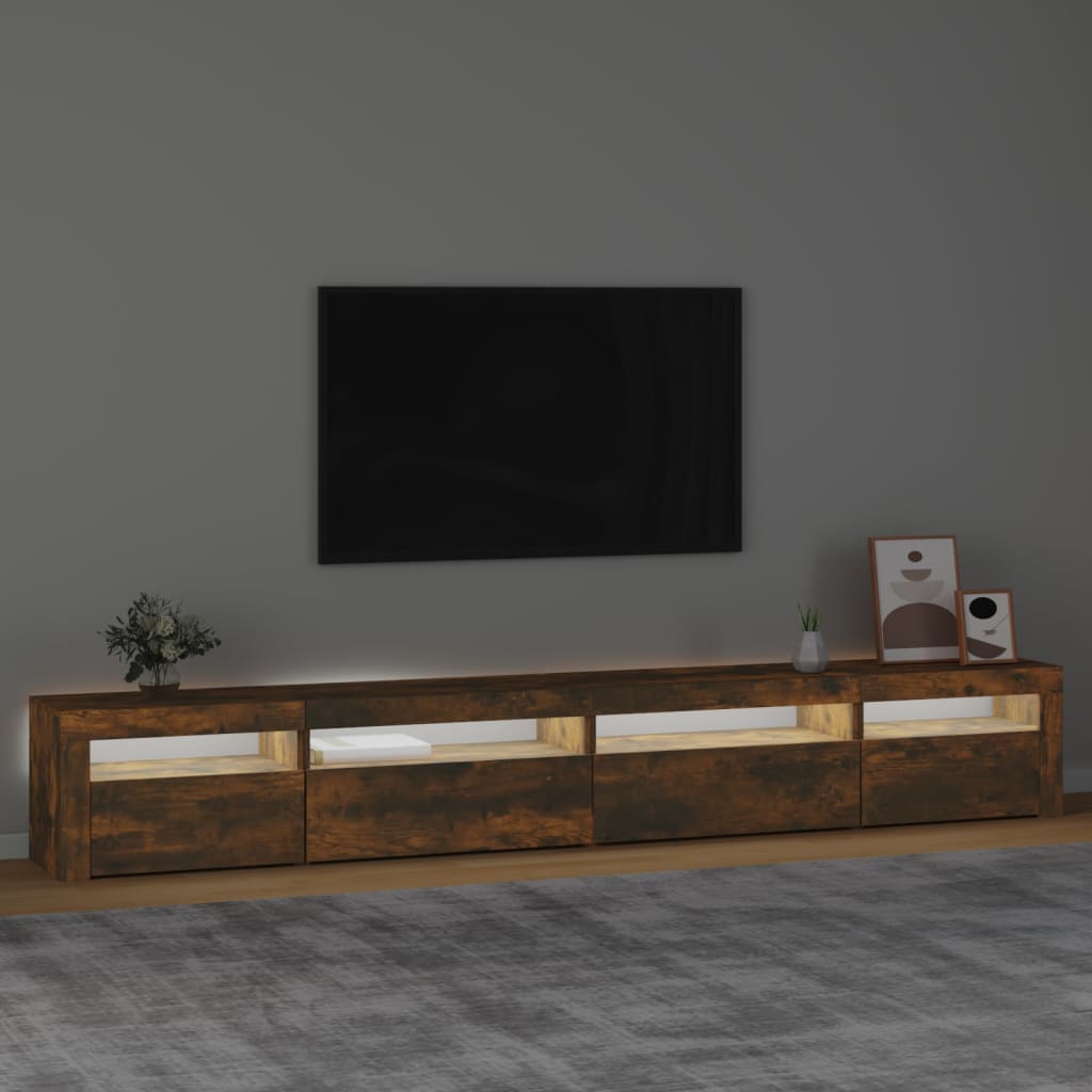 Mueble de TV con luces LED roble ahumado 270x35x40 cm vidaXL