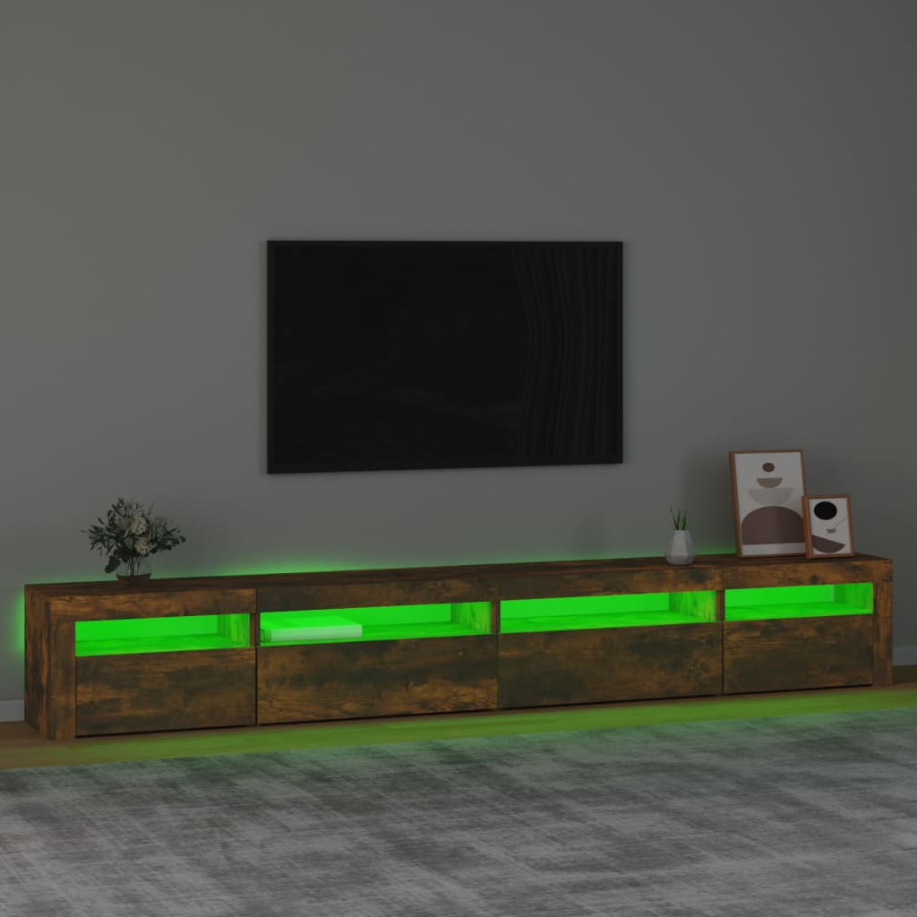 Mueble de TV con luces LED roble ahumado 270x35x40 cm vidaXL