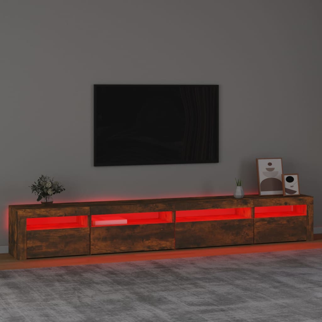 Mueble de TV con luces LED roble ahumado 270x35x40 cm vidaXL