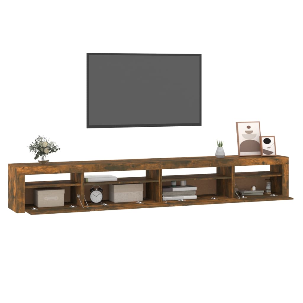 Mueble de TV con luces LED roble ahumado 270x35x40 cm vidaXL