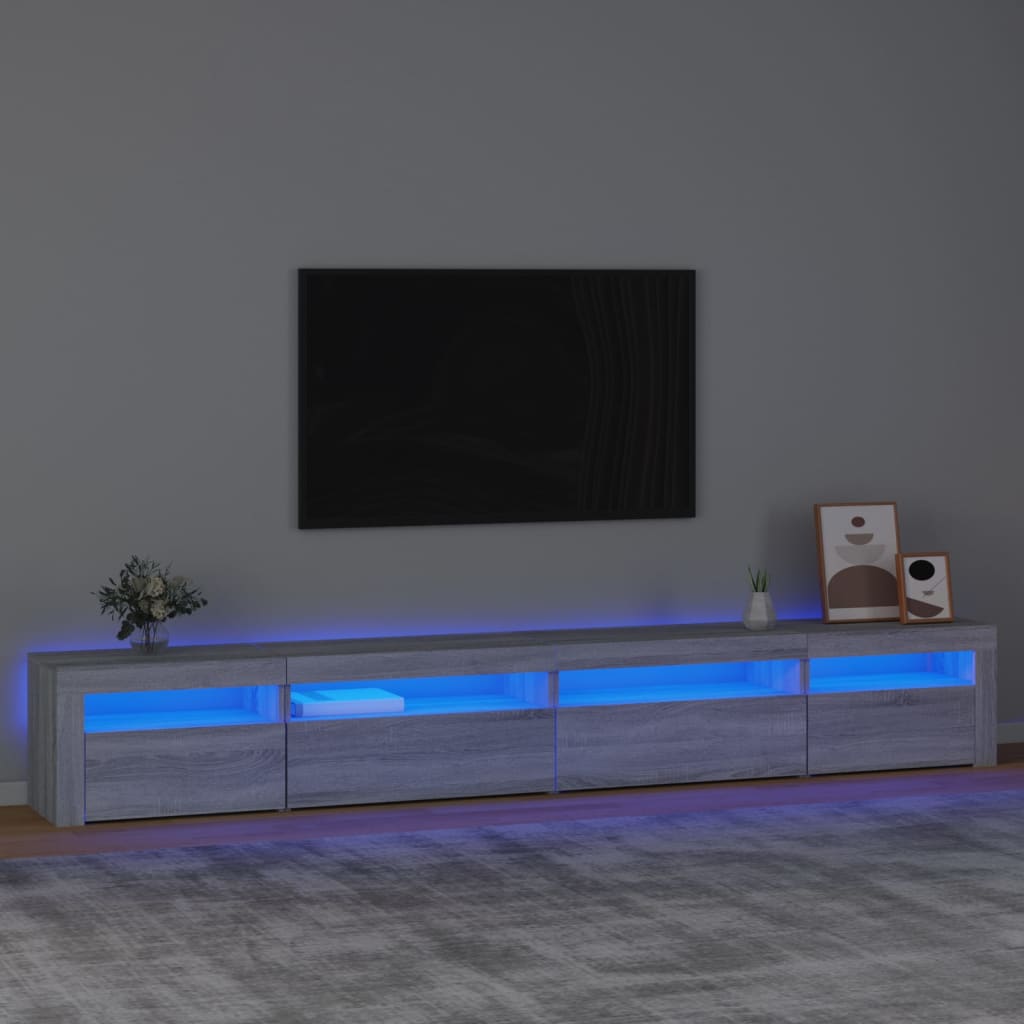 Vetonek Mueble de TV con luces LED gris sonoma 270x35x40 cm