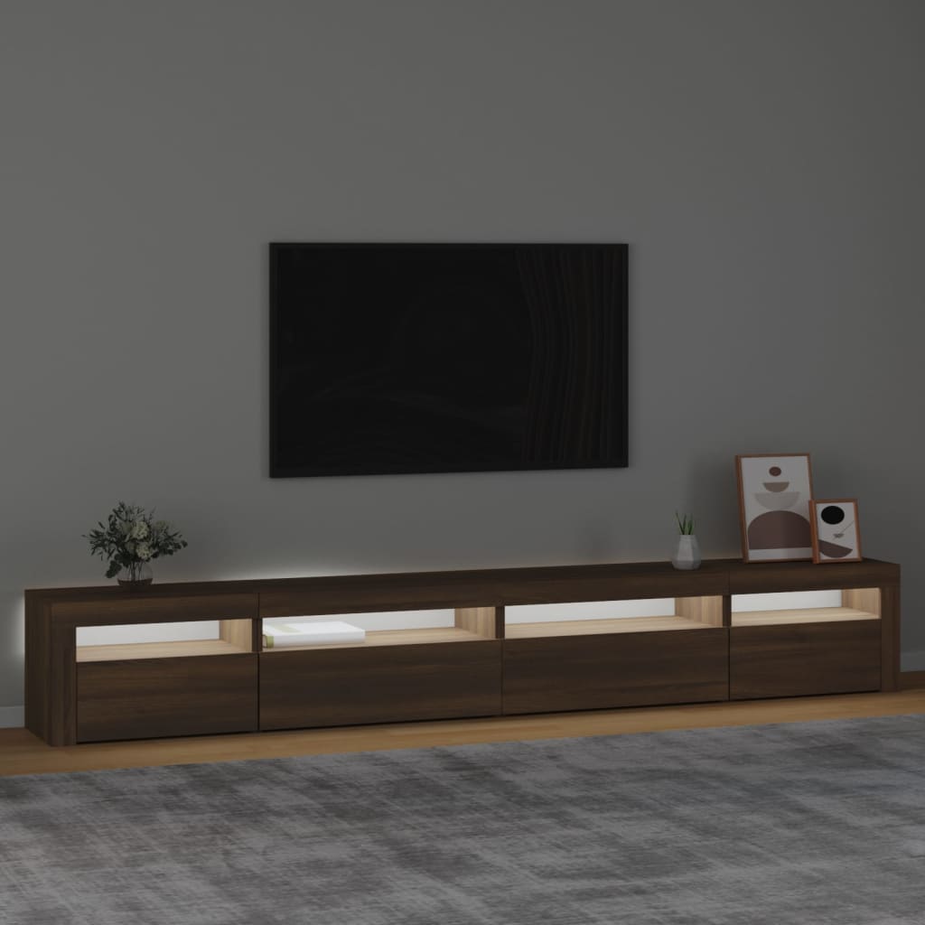 Mueble de TV con luces LED roble marrón 270x35x40 cm vidaXL