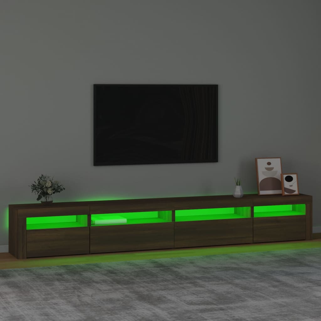 Mueble de TV con luces LED roble marrón 270x35x40 cm vidaXL