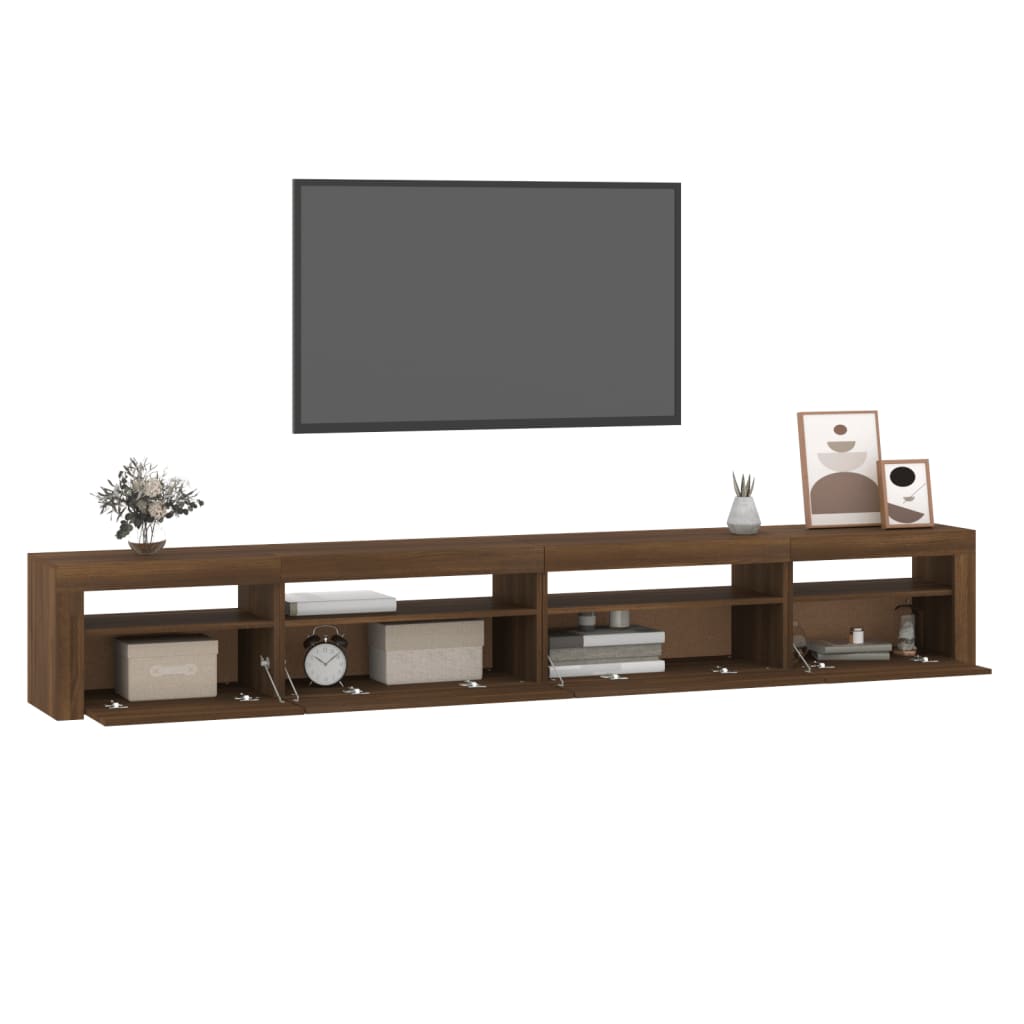 Mueble de TV con luces LED roble marrón 270x35x40 cm vidaXL